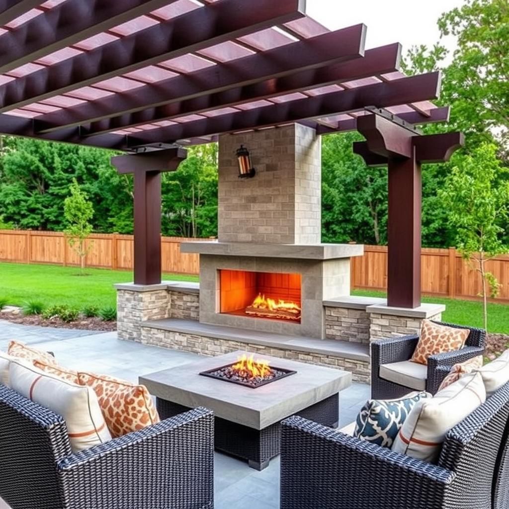 Outdoor Fireplace and Pergola